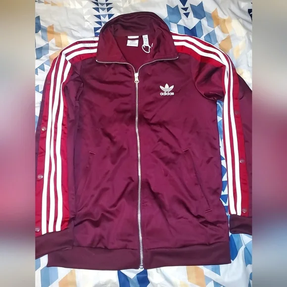 adidas Originals | Jackets & Coats | Adidas Burgundy Zip Up